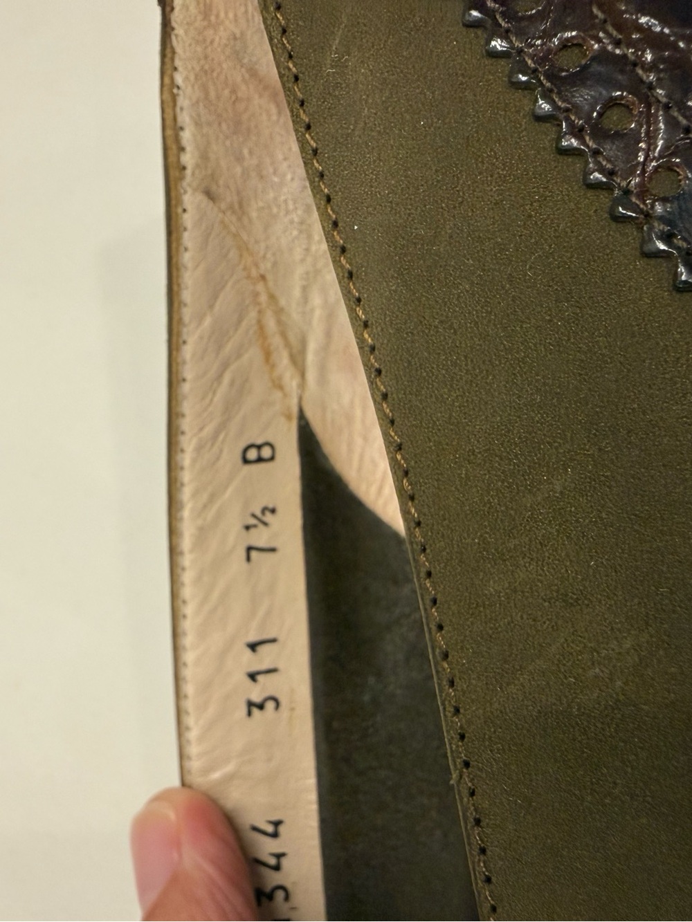 Salvatore Ferragamo Size 7.5 Dark Brown Leather and Olive Green Suede Loafers - Picture 8 of 8